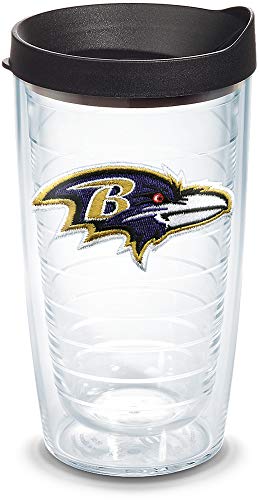 Image of Tervis Made in USA Double Walled NFL Baltimore Ravens Insulated Tumbler Cup Keeps Drinks Cold & Hot, 16oz, Primary Logo