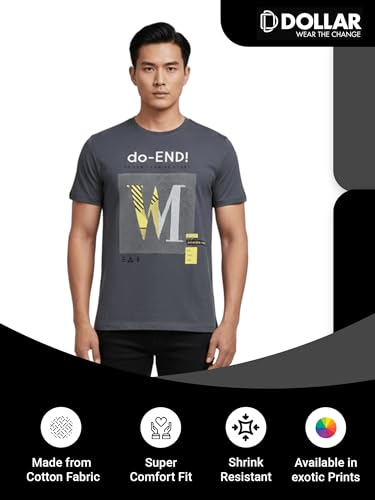 Image of Dollar Men's Pack of 1 Printed Non Zipper Round Neck T-Shirt