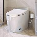 Heated Seat Smart Toilet, One Piece Tankless Automatic Flush Toilet with Foot Sensor, White Night Light, Knob Control, Power Outage Flush, Soft Close Lid, White