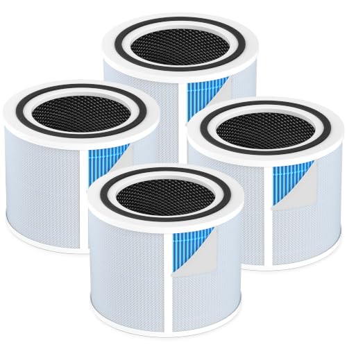 Image of Core 300 Smoke Remover Replacement Filter for LEVOIT Core 300 Core 300-P Core 300S Core 300S-P Vortex Air Air Purifier, 4-in-1 High-Efficiency Activated Carbon, Core 300-RF-SR, 4 Pack, Blue