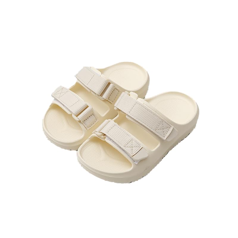 Comfort Slides Ultra Soft EVA Waterproof Sandals with Adjustable Straps | Unisex Lightweight Slippers for Home Shower And Beach (OFF WHITE EU Footwear Size System Little Kid Numeric Medium 30)