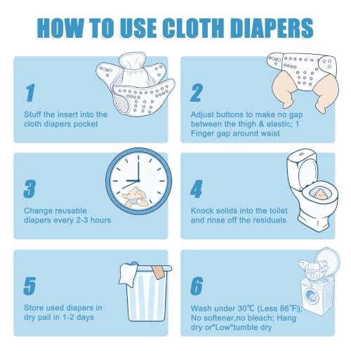 Image of wegreeco Cloth Diapers 6 Pack with 6 Inserts & 1 Wet Bag, Washable Cloth Diapers for Babies, One Size Adjustable Reusable (Space Exploration)