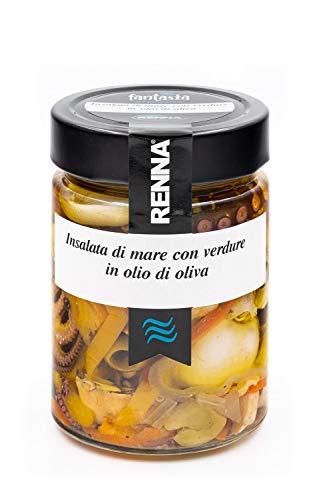 Ensalada de mariscos con verduras en aceite de oliva - Renna Antipasti - 6 botes de 300 gramos