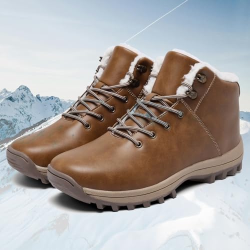 Mens Winter Warm Snow Boots Fur Lined Water Resistant Non-Slip Insulated Waterprof Winter Hiking Wrok Shoes4