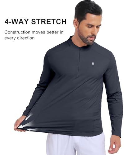 Little Donkey Andy Men's Golf Quarter Zip Pullover Mock Neck Lightweight Sun Protection Long Sleeve Fishing Shirt2