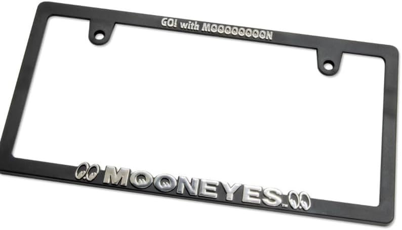 Raised MOONEYES ロゴ スリム ナンバープレート ライセンス フレーム ムーンアイズ MG063BKMO 【エアインテークチューブダクトカバーフェアリング】