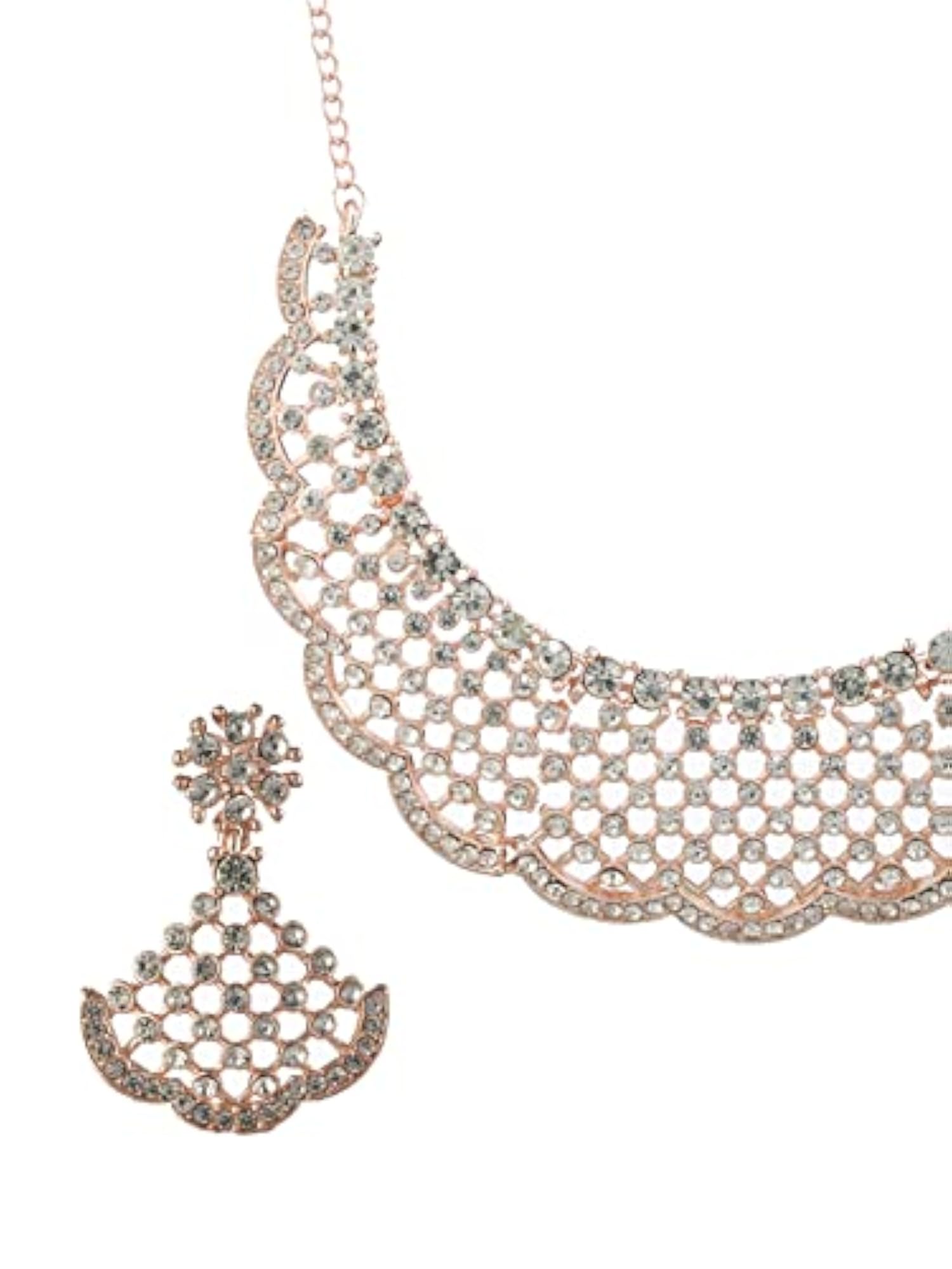 Women's Bold Floral AD Plated Jewellery Set