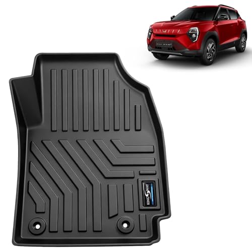 Image of KINGSWAY Accessories Custom-Fit TPE 5D Car Floor Mats Only Compatible with Mahindra XUV 3XO EV (Automatic Transmission) | Year 2026 Onwards | 3 Pcs | All Weather Foot Mat | Black | 2 Years Warranty