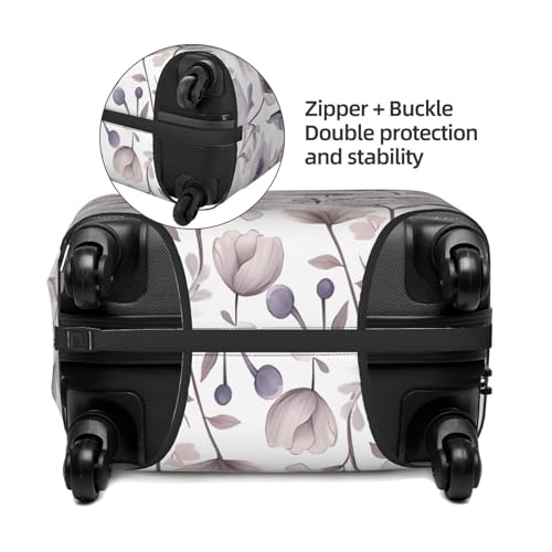 Watercolor Poppy Flowers Elastic Travel Luggage Cover, Washable Spandex Suitcase Protector, Anti-Scratch Fits 18-32 Inch4