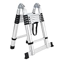 Garvee Portable Telescoping Aluminum Extension Ladder - 12.5ft (3.8m) Collapsible a-Frame Multi-Purpose Ladder with Non-Slip Feet for Home Attic, RV Maintenance & Outdoor Painting, 330 Lbs Capacity