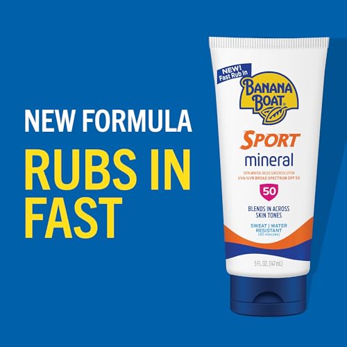 Finally, a Sunscreen That Does Not Burn Eyes, Even When You're Sweating 13 Banana Boat Sport Mineral Sunscreen SPF 50 Lotion, 5 Fl Oz