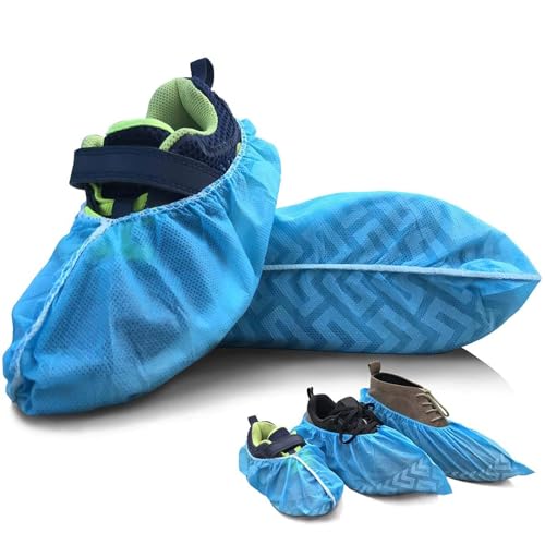 ELEpure Shoe Covers Disposable Non Slip for Kids 50Pack (25Pairs) Non-woven Fabric Stretchable Durable - Fit US Children's 8-13.5/1-4 Blue(Small)