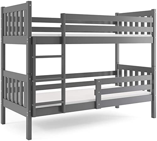 Interbeds Etagenbett Hochbett CARINO 200x90cm WEIß/GRAU mit Lattenrost und...