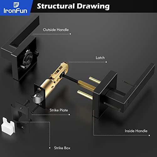 Ironfun Privacy Black Interior Door Handles For Bedroom/Bathroom 8-Pack, Black Door Knobs Interior Lock, Modern/Commercial/Square/Heavy Duty Door Levers 2.08Lb One Pack #TOP6