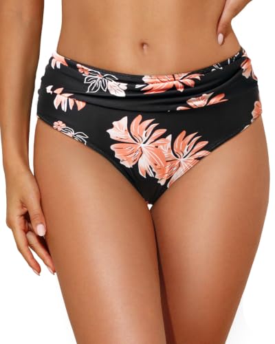 Image of Tempt Me Women Mid Rise Bikini Bottoms Full Coverage Swimsuit Ruched Scrunch Swim Bottom