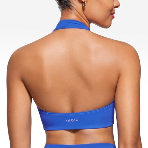 Image of INGIA Halter Longline Sports Bra Padded | Yoga, Workout, Low Back, Crop Top, with Built in Bra, for Women