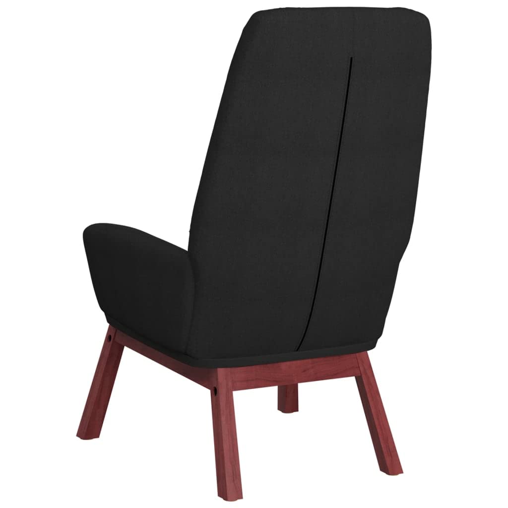 Poltrona relax in tessuto, per soggiorno, comoda poltrona imbottita, con telaio in metallo e gambe in legno di caucciù, moderna, nera