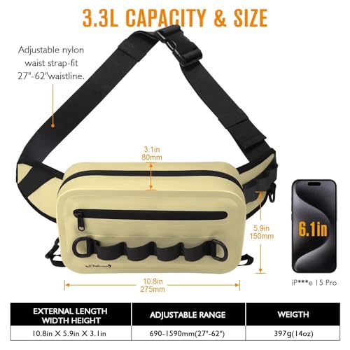 Bolsa de pesca impermeable Dovesun para hombre 3.3L, bolso de pecho con cremallera hermética miniatura 5