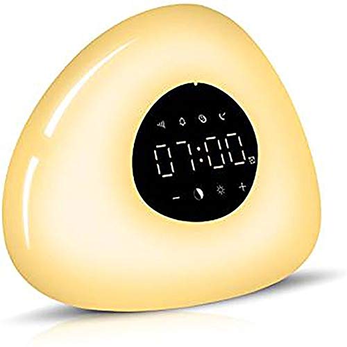 Wake Up-Licht-Wecker LED-Nachttischlampe Touch Control Nachtlicht, Sonnenaufgang, Sonnenuntergang Simulation 6 Nature Sounds for Schlafzimmer