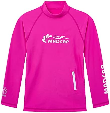 MADCAP Girls Rash Guard Long Sleeve Swimwear Swim Surf Shirt Top UV Sun Protection for Toddler and Teen Girls 4-16 Years Old (Dark Pink, X-Small / 8)