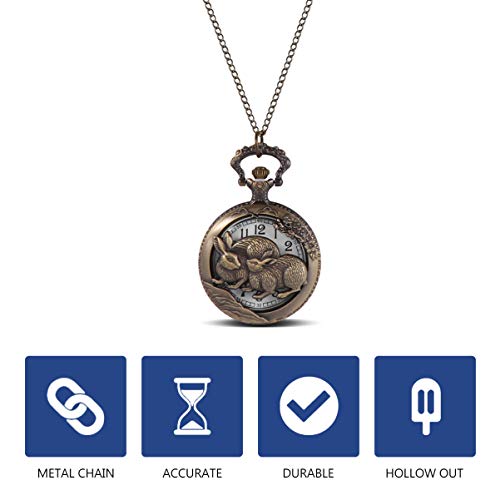 UKCOCO Relógio de bolso – Relógio vintage de bolso vazado para homens e mulheres