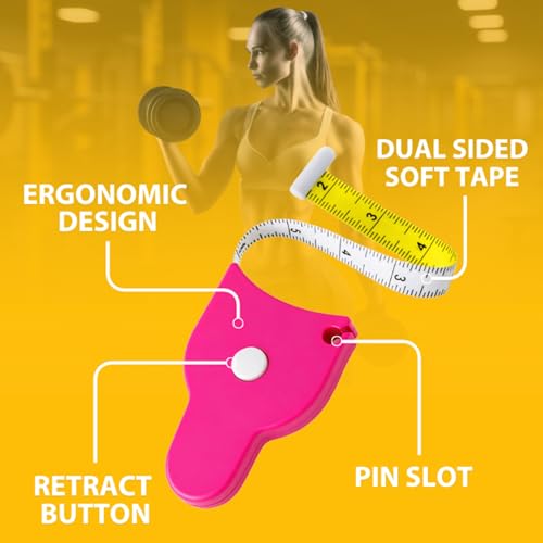 Image of Perfect Body Tape Measure - 80 Inch Automatic Telescopic Tape Measure - Retractable Measuring Tape for Body: Waist, Hip, Bust, Arms, and More (Pink - 80 inch)