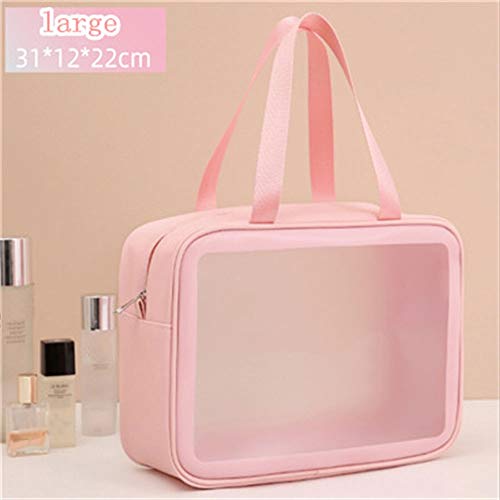 JINGYAN Bolsas de Aseo Bolsa de cosméticos PVC Transparente Lavado Gran Capacidad Artículos tocador a Prueba Agua Organizar Mujeres Maquillaje Bolsas Almacenamiento portátil(Pink 1)