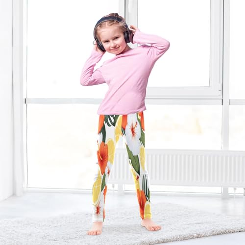 Bolaz Toddler Girls Leggings Printed Yoga Pants Leggings Orange and Flower for Kids4