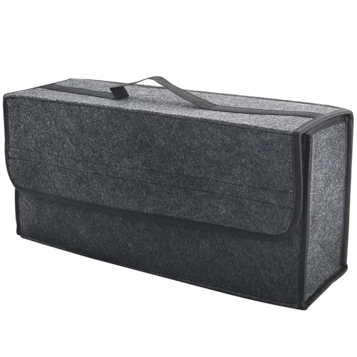 VAGCARS Organizador de maletero de coche, organizador de maletero de coche con tapa, bolsa de almacenamiento plegable antideslizante para herramientas de automóviles interior, adecuado para todos