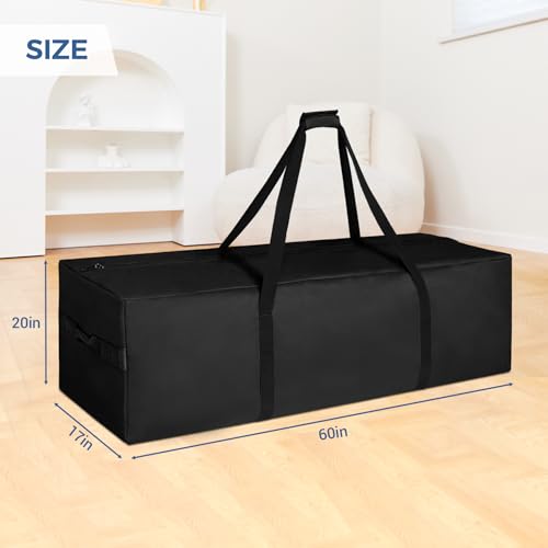 Image of COOLBEBE 60 inch Sports Duffle Bag - 332L Extra Large Travel Duffel Luggage Bag with Upgrade Zipper, Sturdy & Water Resistant Long Duffle Bag for Camping Moving (Black 60inch)
