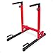 BalanceFrom Multi-Function Dip Stand Dip Station Dip bar with Improved Structure Design, 500-Pound Capacity, Red