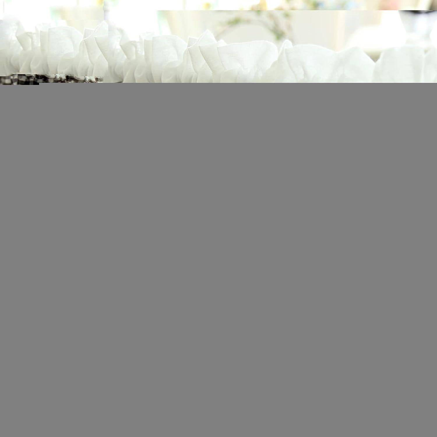 Kitchen Curtains,Window Treatment Tiers Curtains,Plaid Half Curtain Valance,Country Style Bistro Curtain,Cotton Linen Cafe Curtains,Half Blackout Short Curtain for Living Room bedr