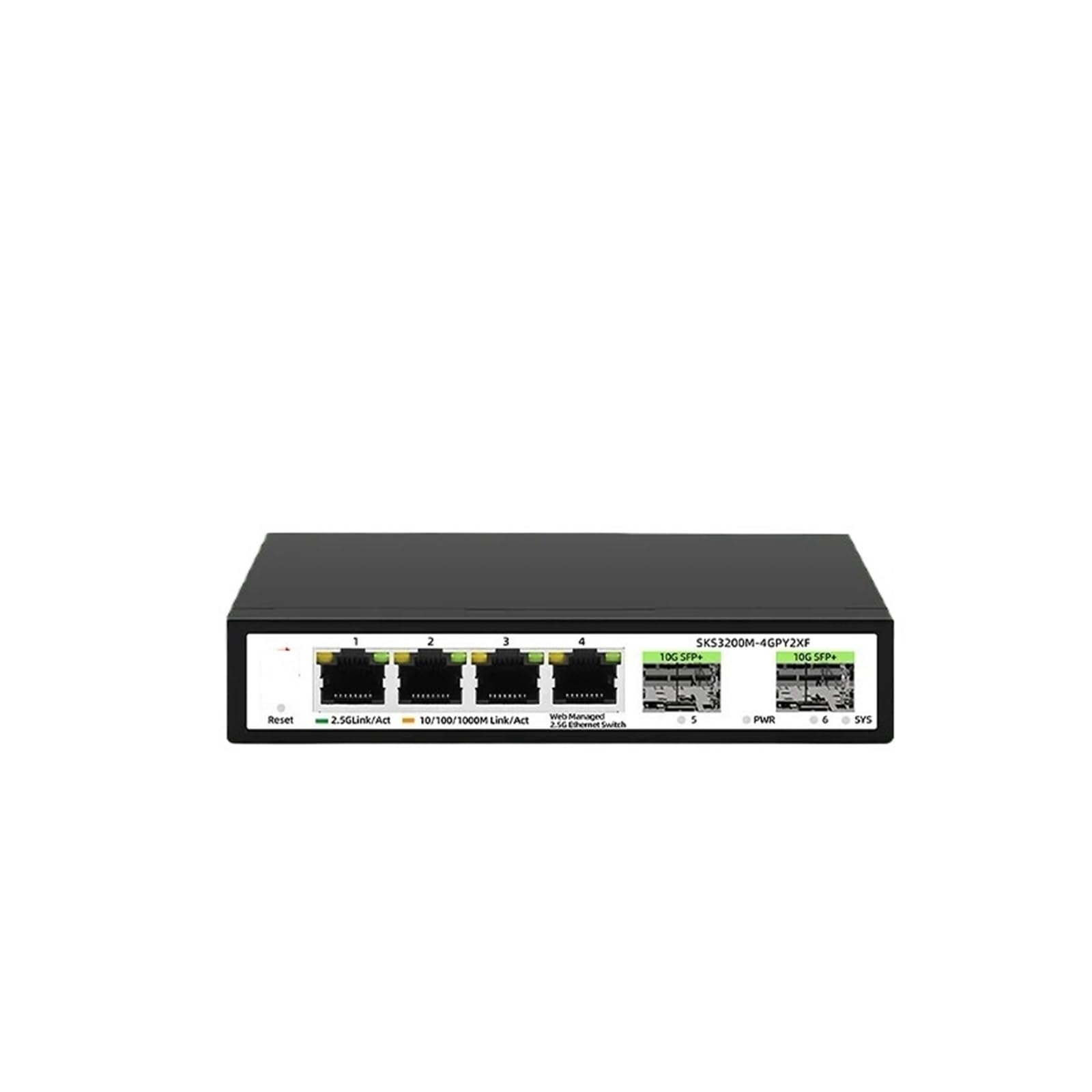 OSHZIKJII L2 Managed Switch 4-Port 2.5G RJ45 2-Port 10G SFP+ 2.5G Ethernet Switch Support LACP/VLAN/Port Aggregation(With A/.U plug)