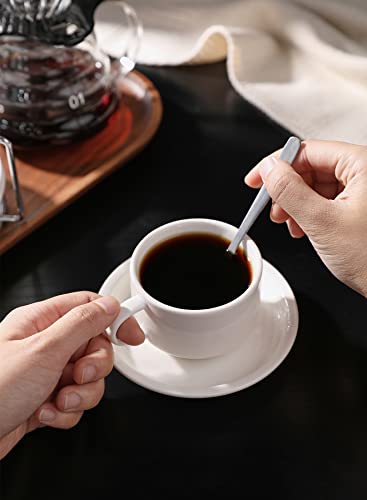 Sweese 4 Ounce Porcelain Stackable Espresso Cups With Saucers And Metal Stand Set Of 4, White - 405.401 #TOP3