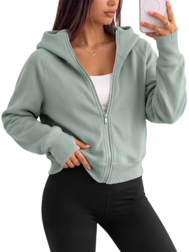 Image of Trendy Queen Womens Zip Up Hoodies Cropped Jackets Fall Clothes 2026