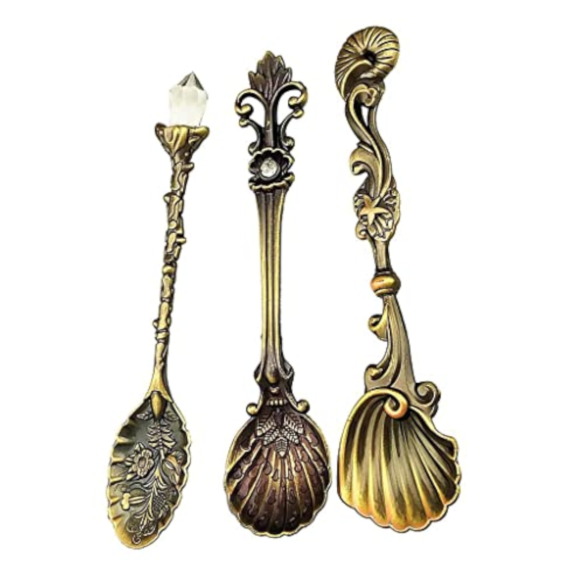 Vintage Classical Spoons Set, 3 Pieces Bronze