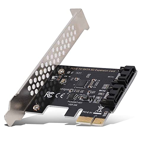 PCI-E SATA Card 2 Port，PCI Express to SATA 3.0 6Gbps SATA Controller Expansion Card with Bracket, Support for mac/linux/Windows (R) XP / server2003 / VISTA / 7/8 (32 / 64bit)