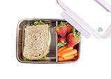 MIRA 18/8 Grade Divided Lunch Container - Stainless Steel Bento Box with Sandwich Section - Premium Adult Size, Candy Pink