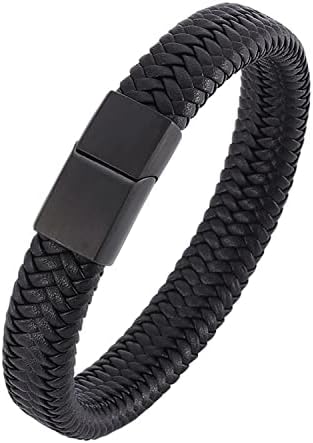 Fashion Frill Stylish Bracelet for Men Black Leather Hand Band Jewellery Accessories For Boys Gift for Husband & Boyfriend