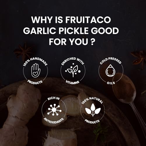 Image of Fruitaco Garlic Pickle - Authentic Indian Pickle with Tangy and Spicy Flavor | Perfect Side for Meal (1 Kg, Garlic Pickle)
