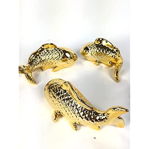 Vintage Belle 3x Koi Carp Fish Ornaments Freestanding or Wall Art Large Decorative Ceramic Glazed Cover