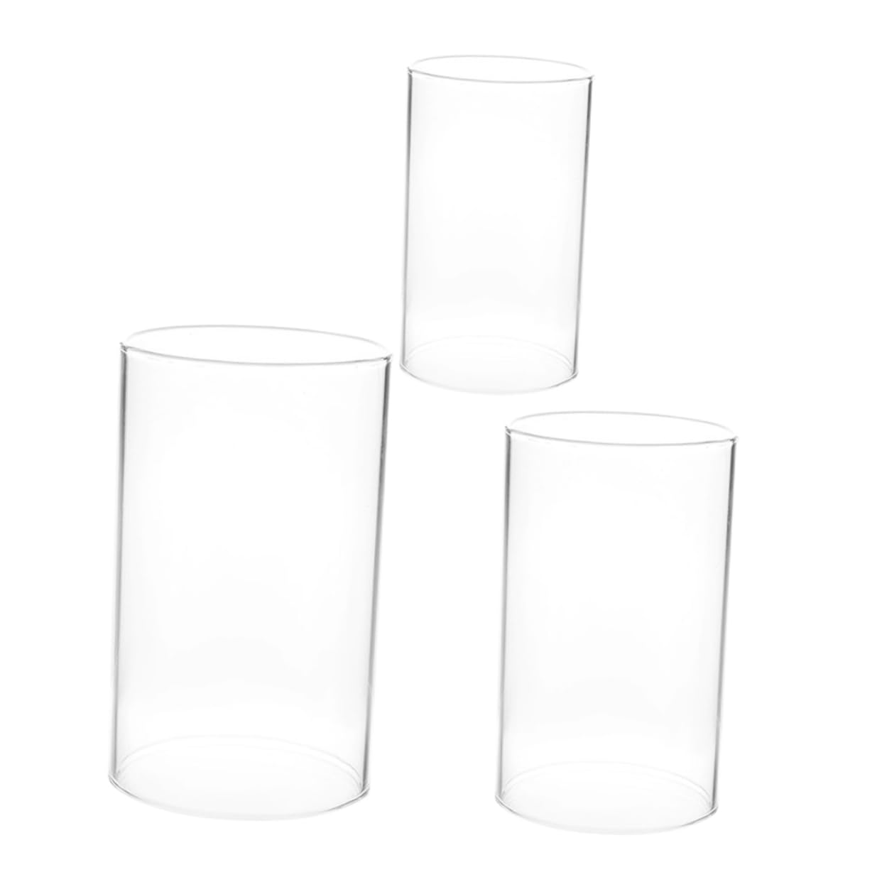 HOODANCOS 3pcs Clear Glass Candle Holder Sleeve Windproof Candle Protectors for Home Decor Transparent Cylinder Covers