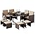 LHBcraft 9 Pieces Patio Dining Furniture Sets, Outdoor Space Saving Rattan Chairs with Glass Table, Wicker Patio Conversation Furniture Set Cushioned Seating and Back Sectional Dining Sets (BR-BE)