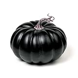 WangLaap 7 inch Artificial Black Pumpkin Foam Harvest Decor Fake Paintable Pumpkin Decoration for Fall Autumn Halloween Holiday Home Decor (Black)
