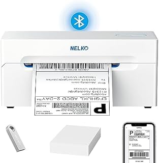 Nelko Bluetooth Thermal Shipping Label Printer, Wireless 4x6 Shipping Label Printer for Shipping Packages, Support Android, iPhone and Windows, Widely Used for Amazon, Ebay, Shopify, Etsy, USPS
