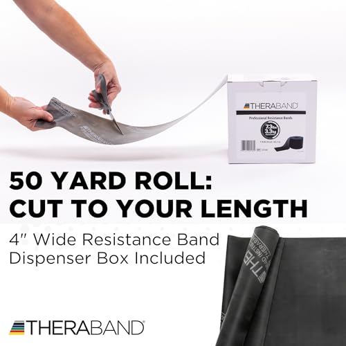 Image of THERABAND Resistance Band, 50-Yard Roll, Latex Elastic Band for Exercise, Stretching, Physical Therapy, Yoga, Pilates, Home Workouts, Cut-to-Length, Color-Coded Levels