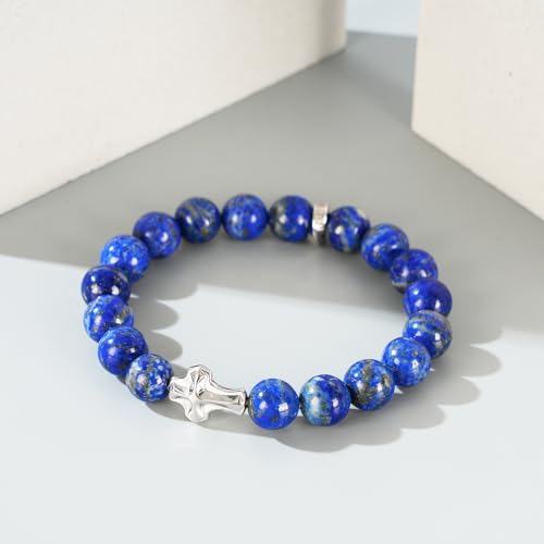Pulsera masculina de piedras naturales 10mm ajustable miniatura 5