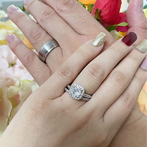 CEJUG 18k Gold Wedding Ring Sets for Him and Her Womens Mens Titanium Stainless Steel Rings Bands 1.5Ct Cz White Couple Rings3