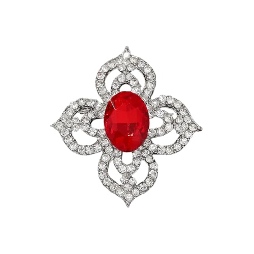 Image of Antique Crystal Brooch Pin for Women Men Vintage Rhinestone Art Deco Flower Clover Boho Victorian Brooches Lapel Pins Elegant Dress Accessories Wedding Birthday Jewelry