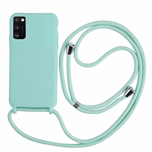 2ndSpring, Funda con Cuerda Compatible con Samsung Galaxy A13 5G,Colgante Collar Correa de Cuello Cadena Cordón,Silicona Suave Menta Verde Cover